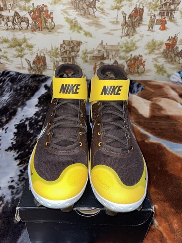 SZ 14 Mens Nike Alpha Huarache Elite 3 Mid MCS Molded Yellow Padres CZ4455 200 - Picture 3 of 5