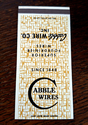 Vintage Matchbook: Cabble Wire Co, Brooklyn, NY