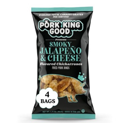 Smoky Jalapeño & Cheese Pork Rinds Chicharrones 4 PACK Keto Snacks