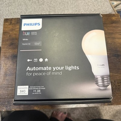 Philips Hue White Starter Kit 2 A19 LED Bulbs Bridge 840LM Smart App Control