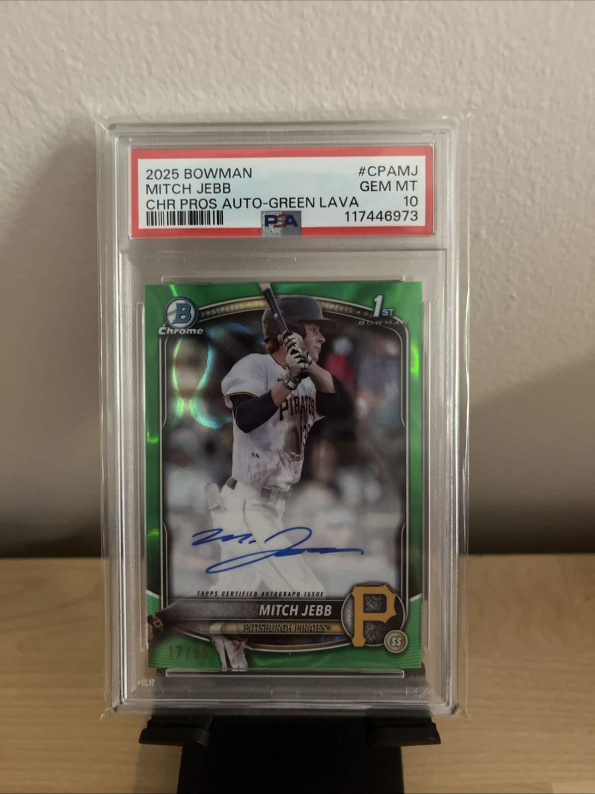 2025 Bowman Chrome Prospect Autographs Mitch Jebb #CPA-MJ Green Refractor /99