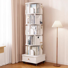 Rotating Bookshelf, 360 Display Corner Bookshelf 6 Tier Bookcase Storage Rack