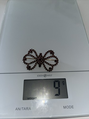 Vintage Brosche 900 .G2 Silber vergoldet Granat Tracht 5 cm X 3 cm . 9 Gramm - Bild 13 von 13