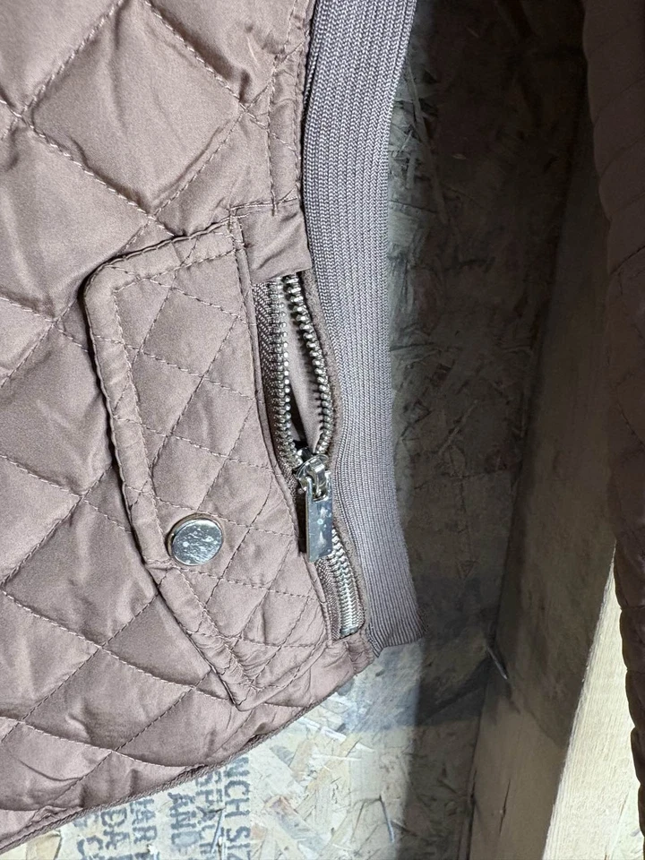 Abrigo chaqueta acolchada marrón Sweet Look para mujer cremallera completa talla S Foto 3 de 4