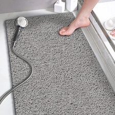 Non-Slip PVC Loofah Shower Mat, Quick Drying, 15.7x36 Inch, Grey