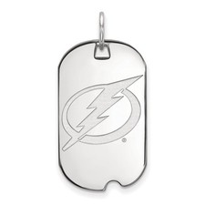10k White Gold NHL LogoArt Tampa Bay Lightning Small Dog Tag Pendant