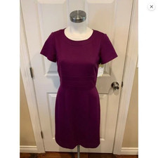 Tahari Knee-Length, Short-Sleeved Dress in Bold Orchid