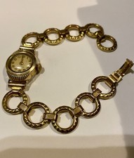 Magnifique Ancienne Montre Femme Vintage En Plaque Or Ancre 15 Rubis