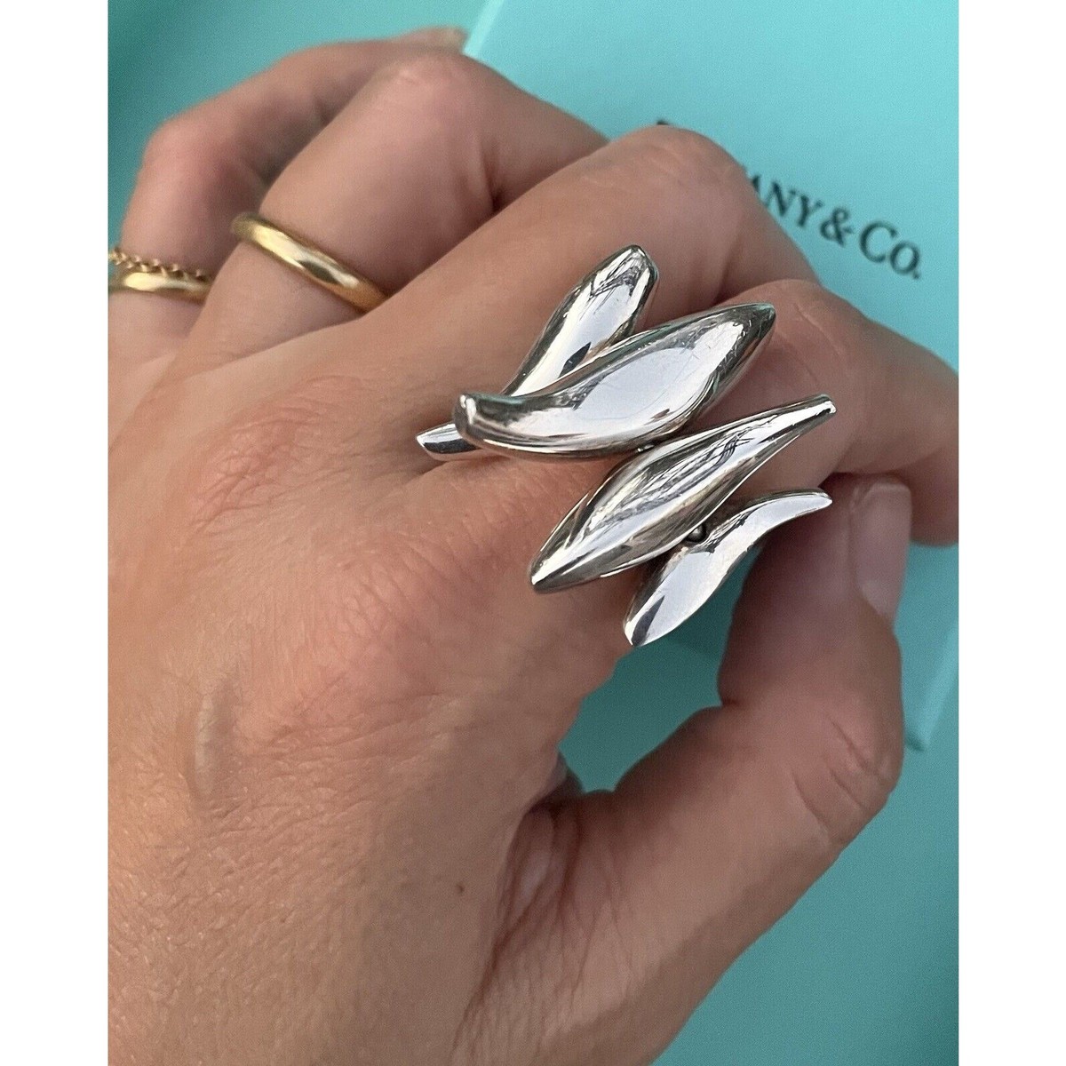 Tiffany & co. T&co Stering Silver 925 Frank Gehry Fish Ring Sz 5