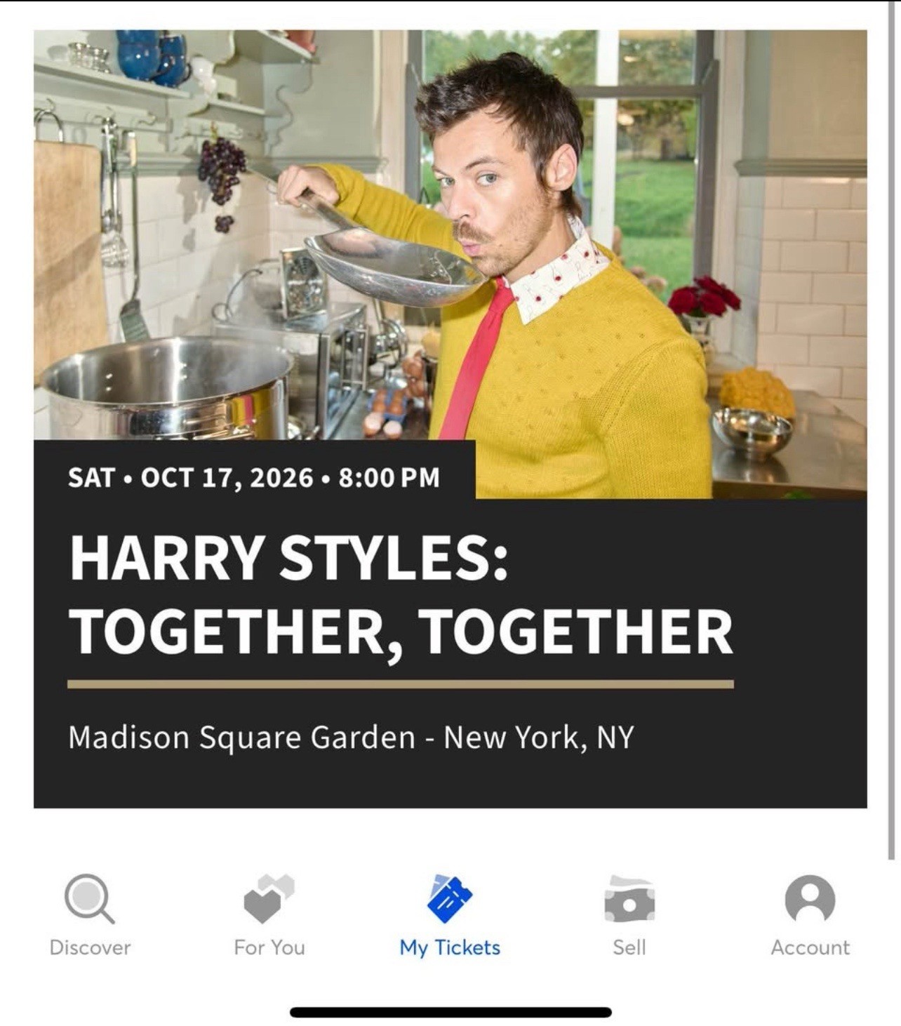 Harry styles: together, together tickets msg 10/17