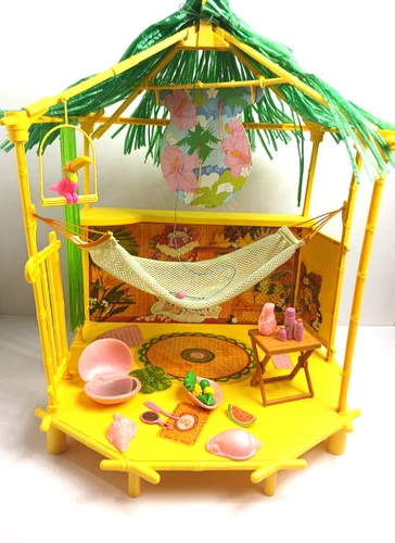 Vintage 1987 Mattel Barbie Island Fun Hut Set Near Complete