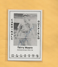 1979 Diamond Greats Baseball #33 Terry Moore  Signed AUTO CARDINALS