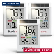 Indoor Thermometer Hygrometer, Solar Power with Battery Backup, Large Disp