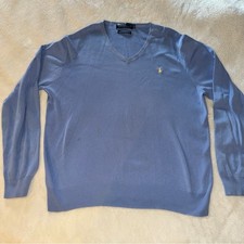 Ralph Lauren Men's Light Blue V-Neck Sweater Size Large