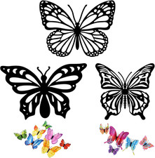 Black Metal Butterfly Wall Decor 3D PVC Wall Decor Art Interior Home Living Room