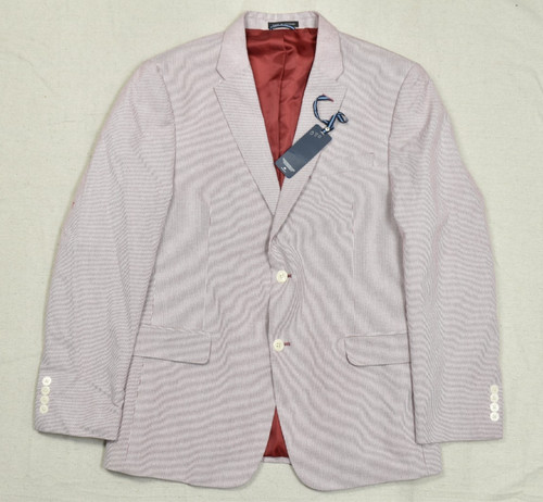 Tommy Hilfiger, Tommy Hilfiger Men's 42R Seersucker Blazer Red Pinstripe 2-Button Suit Jacket