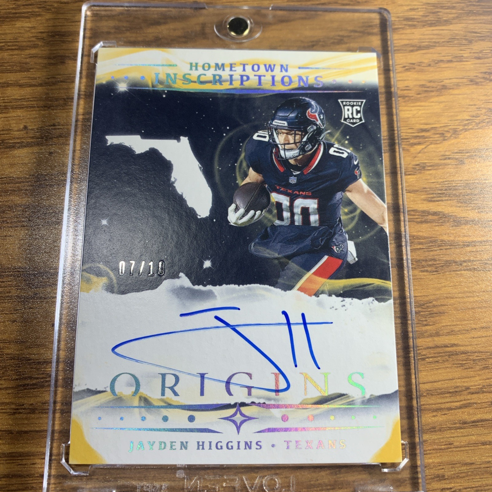 2025 Origins Jayden Higgins Rookie Hometown Inscriptions On Card Auto Gold 7/10