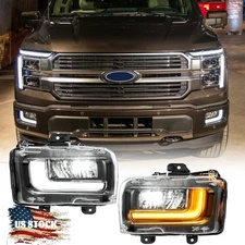 Pair Full LED Bumper Fog Lights For Ford F150 2024 2025 DRL w/AmberTurn Signal