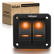 Nilight 2 Gang Rocker Switch Panel with Orange LED Light 5 Pin on off Pre-Wired