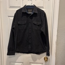 Grizzly Mountain Mens Long Sleeve Chamois Flannel Button Shirt Charcoal Gray L