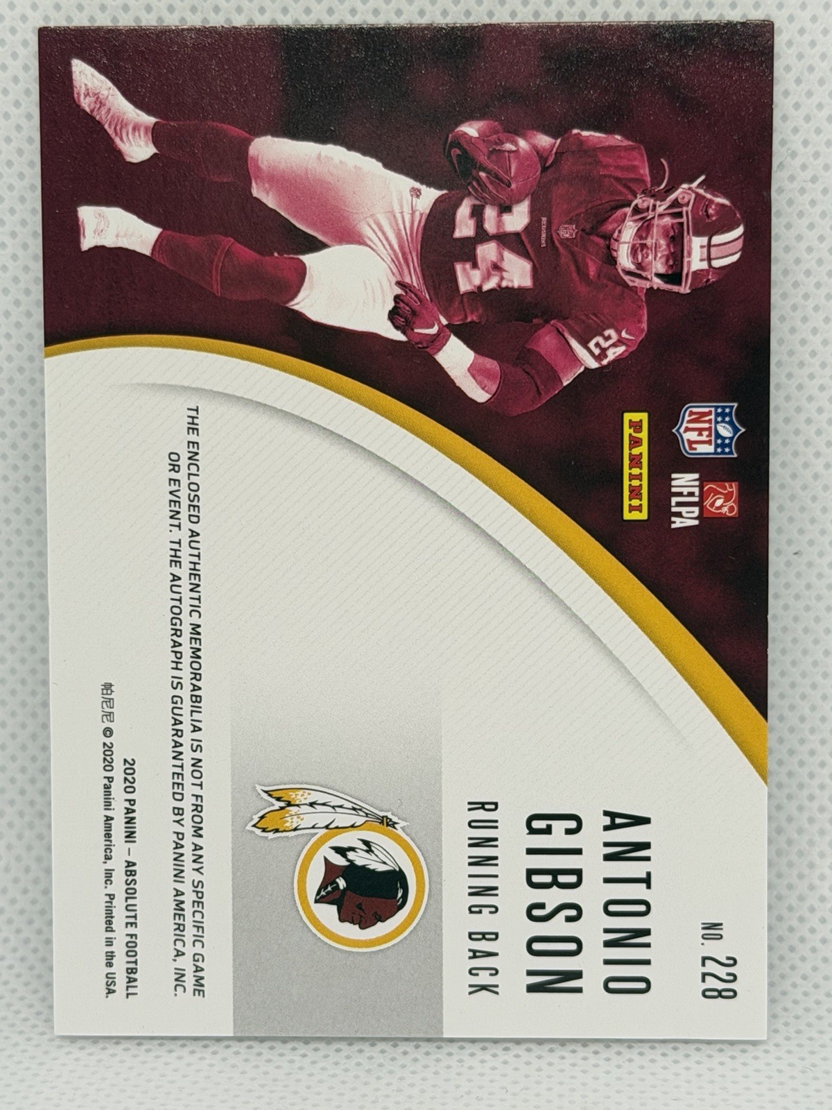 2020 Absolute Memorabilia ANTONIO GIBSON Rookie Premiere Patch Auto RPA /399 view 2