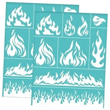  2Pcs 8.6x11 Inch Fire Theme Self-Adhesive Silk Screen Printing Flame Fire