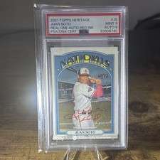 2021 Topps Heritage Juan Soto Real One Red Ink Auto /72  PSA 9 POP 3 None Higher