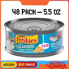 (48 pack) Purina Friskies Tasty Treasure Prime Filet, Tuna, Wet Cat Food, 5.5oz 2.16 per gallon