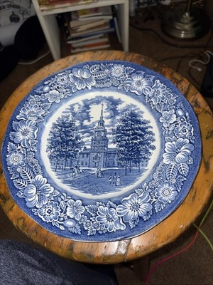 Lot of 2 Liberty Blue Dinner Plate Independence Hall Staffordshire Ironstone 10''