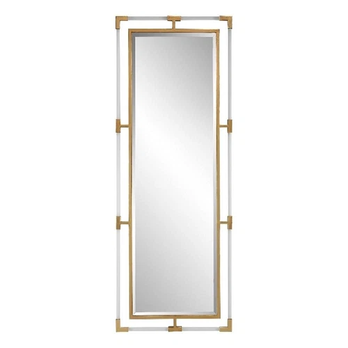 Uttermost Balkan 27.5" Beveled Transitional Metal Tall Mirror in Metallic Gold - Picture 1 of 6