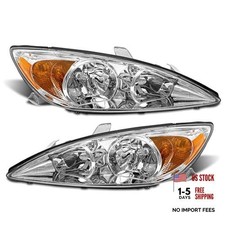 Headlight Assembly for 2002 2003 2004 Toyota Camry with Amber Chrome Housing
