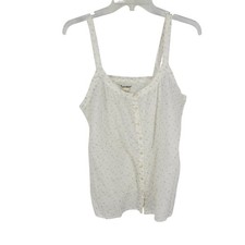 VTG Y2K Cottagecore Floral Sheer Camisole Tank Button Front Cream Prairie Top L