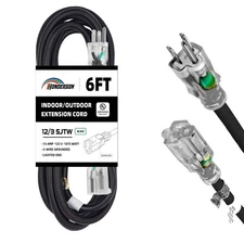 HONDERSON 6ft 12/3 SJTW Outdoor Extension Cord Lighted End UL Listed Weatherproo