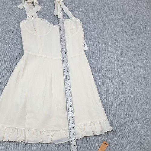 Reformation Dress Sz 4 Christine Mini Ivory Bow Strap Ruffle Sorority Rush NEW - Picture 20 of 22
