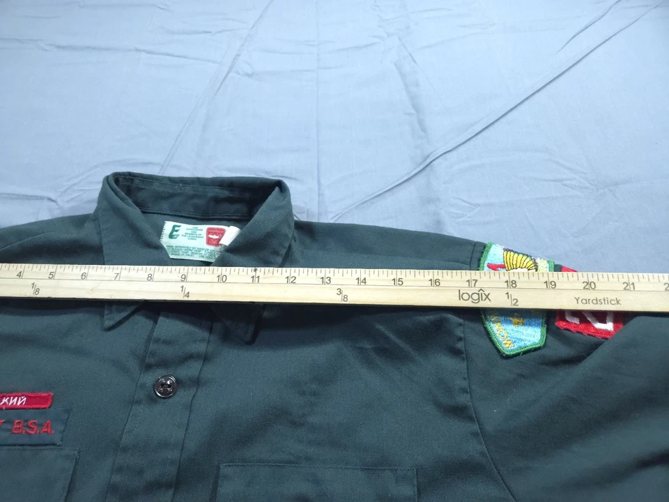 Vintage Boy Scouts America Shirt 15.5 Green Medium Leadership Corps Uniform 70s - Image 4 of 4