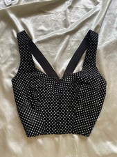 Vintage 1980s Suede Black White Polka Dot Corset Buster Wilson's Leather Small