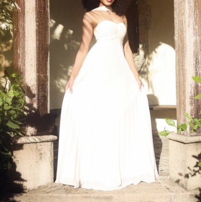 Ivory Strapless Sweetheart Pleated Maxi Dress Formal Long Women's bridal | eBay Ivory Strapless Sweetheart Pleated Maxi Dress Formal Long Women's bridal | eBay