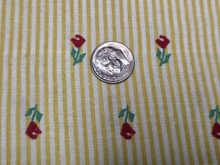 BEST Vintage Feedsack Flour Sack Fabric 1940s Red Tulips on Yellow Quilt Remnant