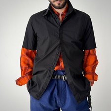 Vintage 00s Yves Saint Laurent YSL Pour Homme Black Button Shirt
