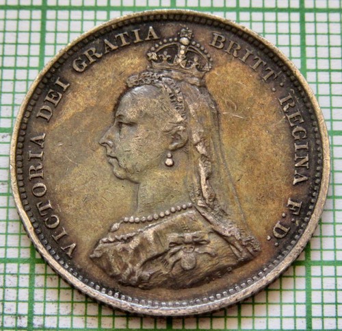 GREAT BRITAIN QUEEN VICTORIA 1887 JUBILEE SHILLING, SILVER PATINA High Grade - Picture 5 of 6