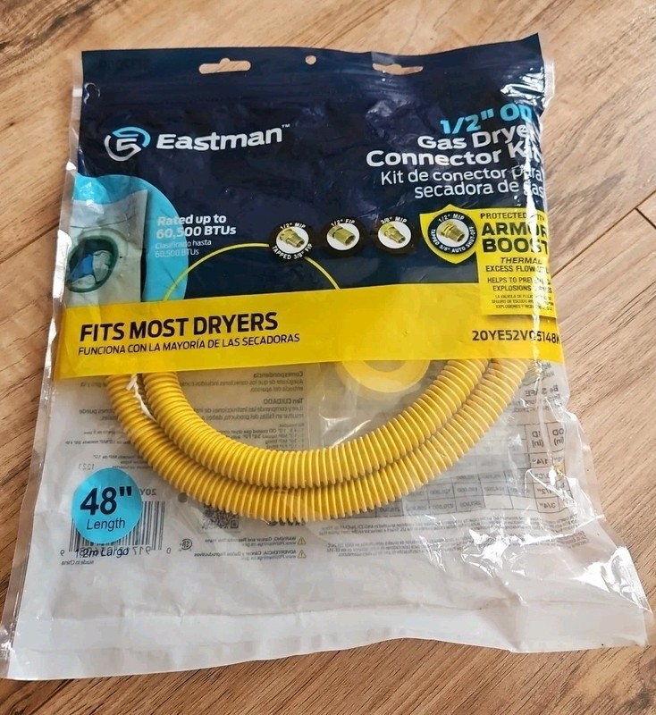 Eastman 1/2” OD Gas Dryer Connector Kit 48” New In Package