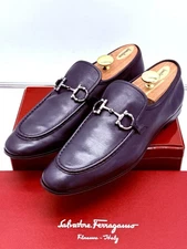 Ferragamo Men's Black Loafers 11 Wide  Gancini Horse Bit Super Rare Luxury Shoe