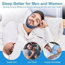 Snore Stop Belt Anti Snoring Cpap Chin Strap Sleep Apnea Jaw Solution BLUE TMJ