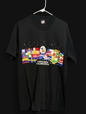 Vintage Federal Express Shirt Mens L Black FedEx Flags Single Stitch 80s USA