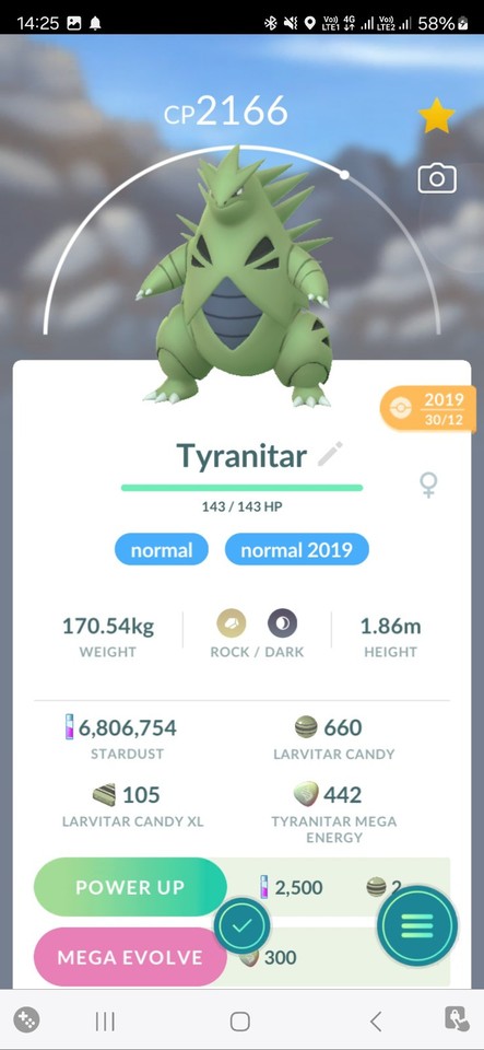 Tyranitar ( Caught In 2019 ) Pokemon Tr@de Go