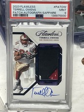 2023 Panini Flawless Terrell Owens 3-clr Patch Auto No. PA-TOW #/10. POP 1