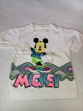 90s VTG Mickey Mouse Tshirt Kids Fits 3T Puffed Mickey Print Disney Geometric