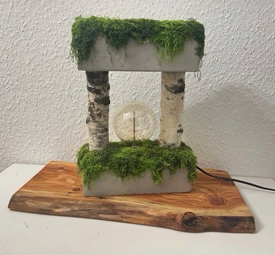 Led-Lampe  Beton/Holz-Birke/Moos/Edison Stil Glühbirne,Lampe mit Schalter, E27 