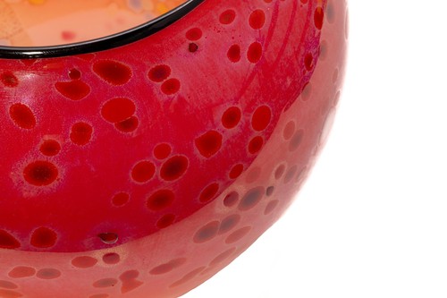 Dale Chihuly roter Korb mit schwarzem Lippenwickel signiert mundgeblasenes Glas 1995 - Bild 10 von 15