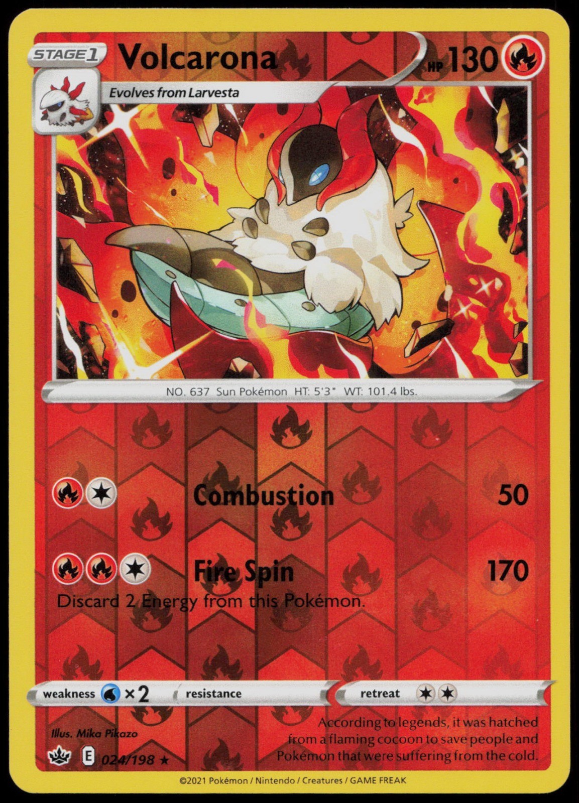 Volcarona 024/198 SWSH06: Chilling Reign Reverse Holo Pokemon TCG